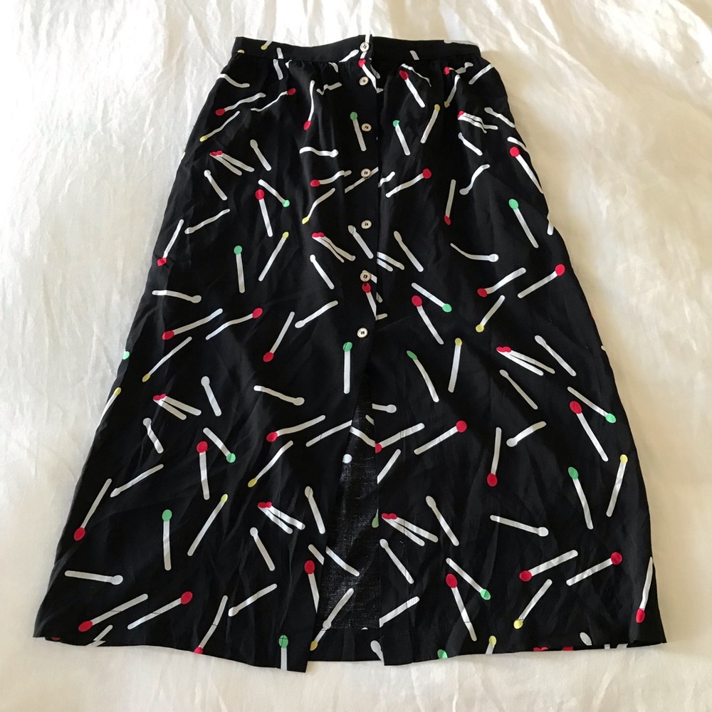 Louche matchstick print midi skirt w pockets